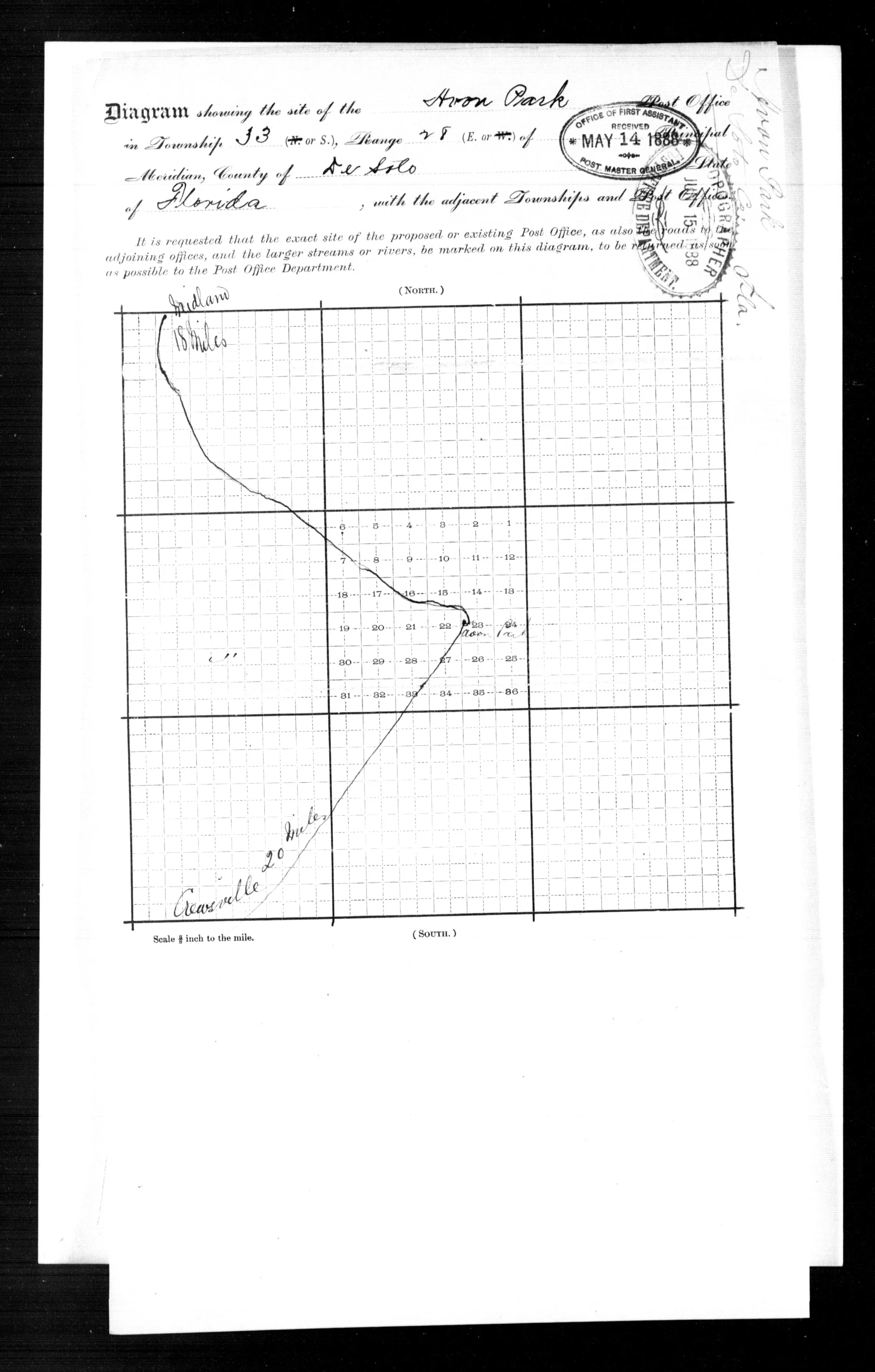 Diagram of the site of the Avon Park post office, 1888