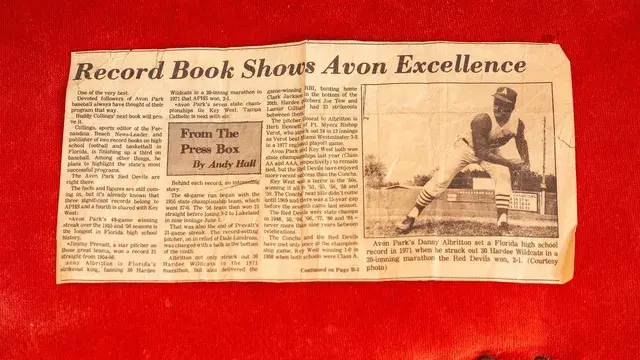A newspaper clipping headed Record Book Shows Avon Excellence.