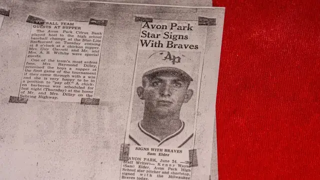 A clipping headed Avon Park Star Signs With Braves.