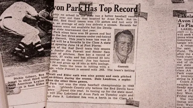 A clipping headed Avon Park Has Top Record.