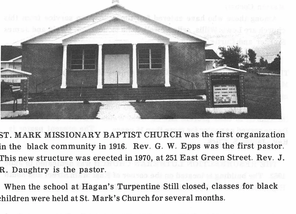 St. Mark Missionary Baptist Church, erected 1970 at 251 East Green Street