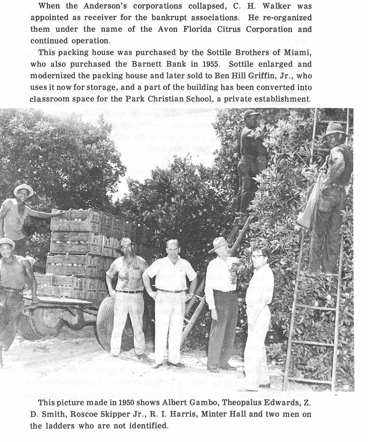 This picture made in 1950 shows Albert Gambo, Theopalus Edwards, Z. D. Smith, Roscoe Skipper Jr
