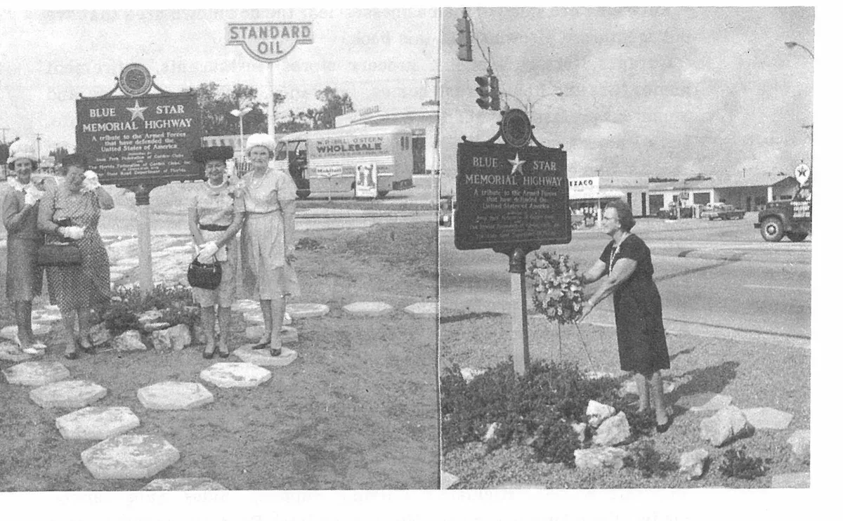 In 1965 the Garden Club erected a marker at the west end of the Mall designating Hwy 27 as a “Blue Star