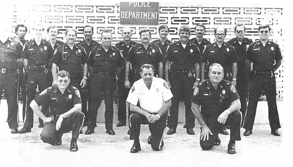 POLICE FORCE OF AVON PARK 1979-80. Captain, Robert Singletary, Chief, Robert Brooks and Captain, Frank Cratty