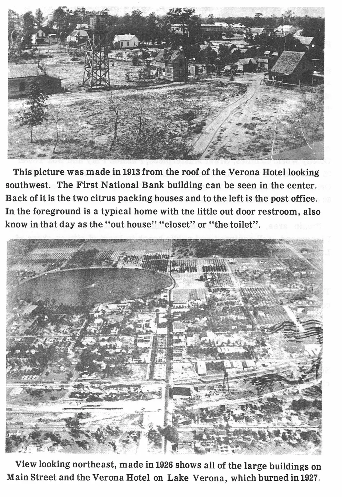 View across Avon Park in 1926, with the Verona Hotel on Lake Verona