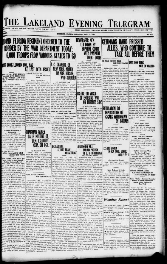 The Lakeland Evening Telegram, September 27, 1916
