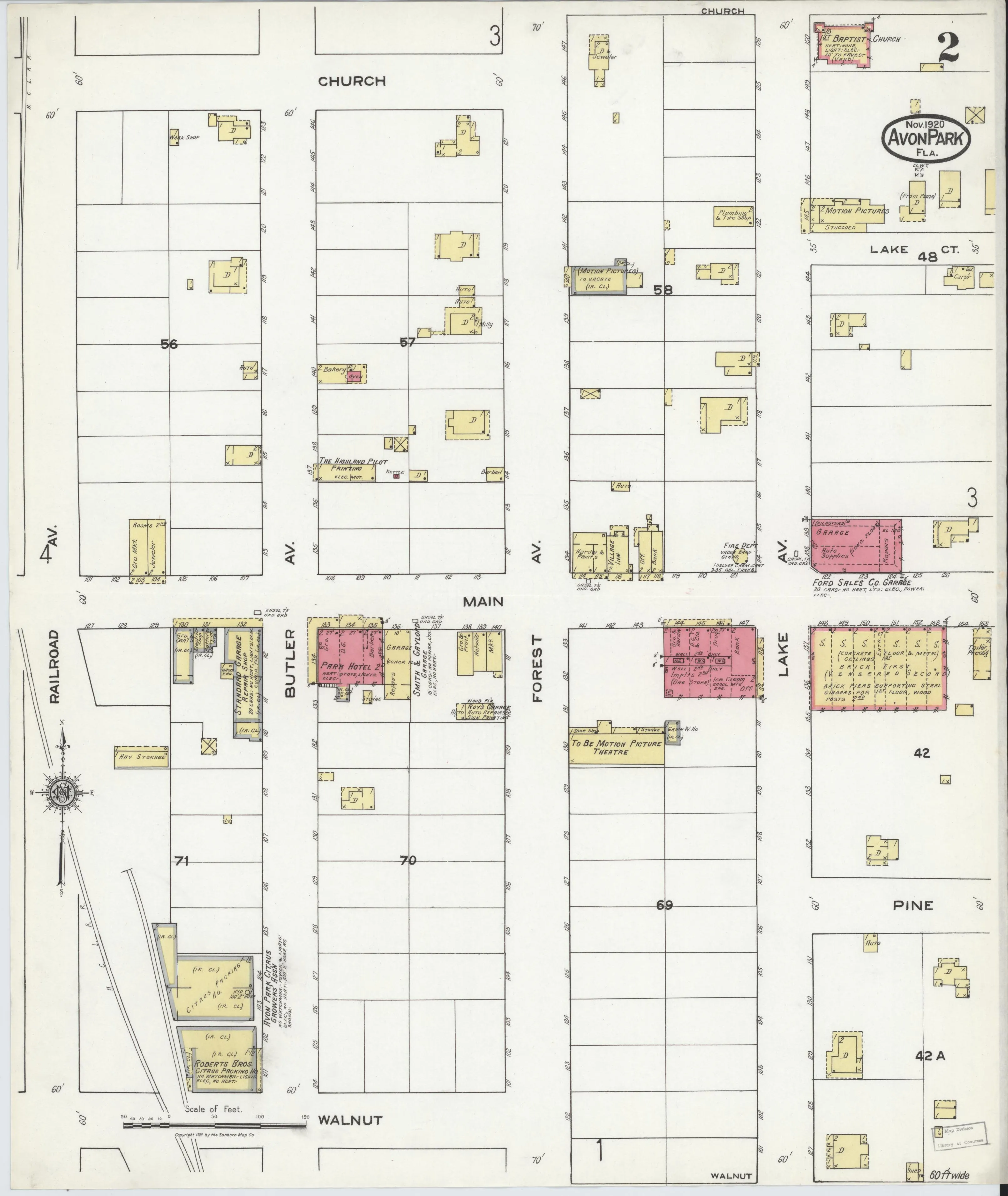 Sanborn fire insurance map of Avon Park, November 1920, sheet 2