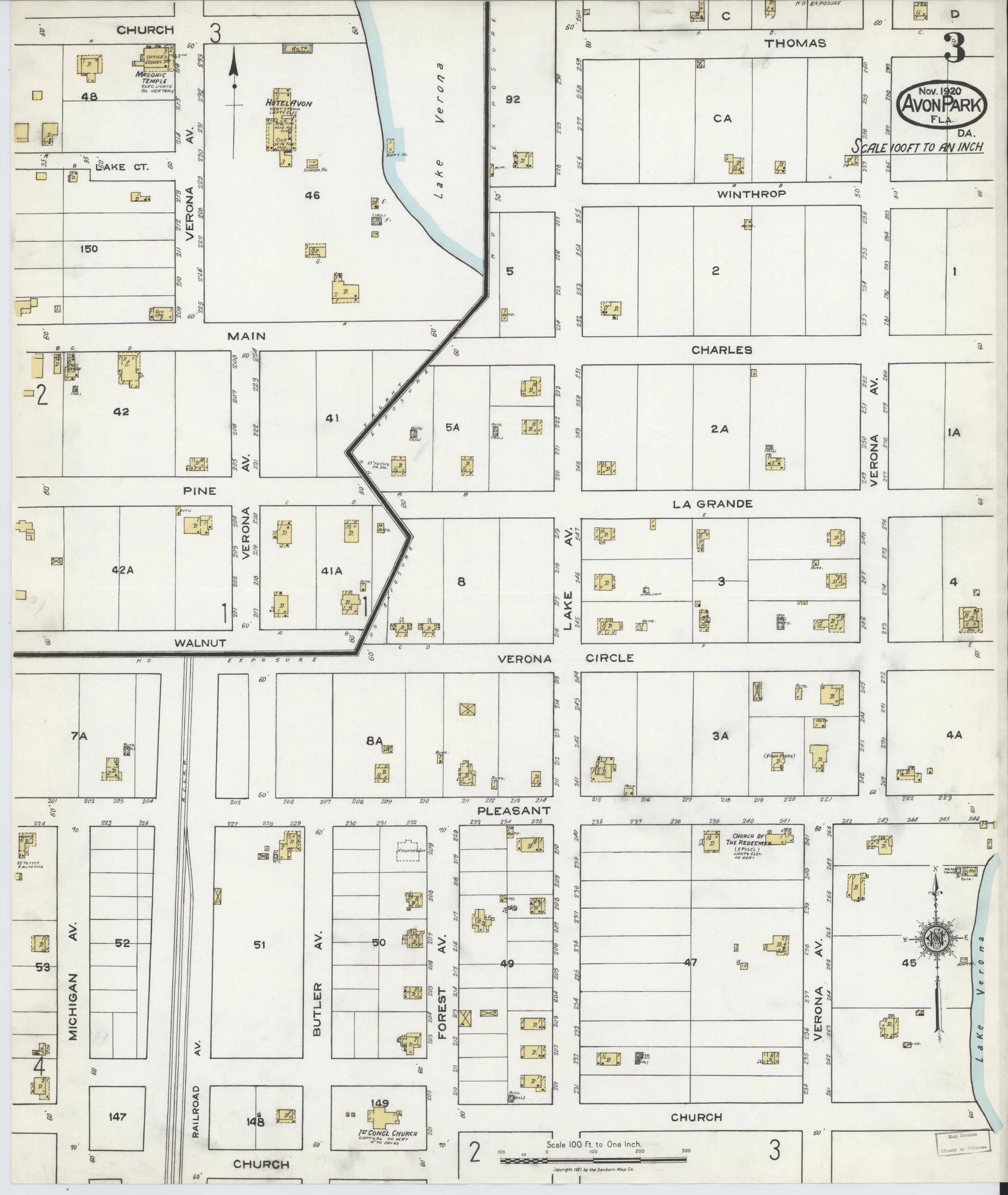 Sanborn fire insurance map of Avon Park, November 1920, sheet 3